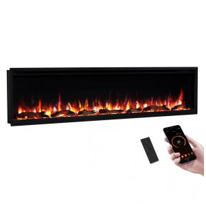 PuraFlame Herman,Lareira Elétrica Linear Inteligente de 183 cm,Chama Premium com 9 Cores,Design Moderno, Embutida, de Parede ou Livre