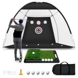 Rede de Treino para Golfe de 3m x 2,1m, Inclui 1 Bolsa de Transporte Grande, 4 Estacas de Solo, Tapete de Grama Dupla e Base Pesada, Ywitio