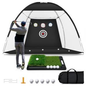 Rede de Treino para Golfe de 3m x 2,1m, Inclui 1 Bolsa de Transporte Grande, 4 Estacas de Solo, Tapete de Grama Dupla e Base Pesada, Ywitio