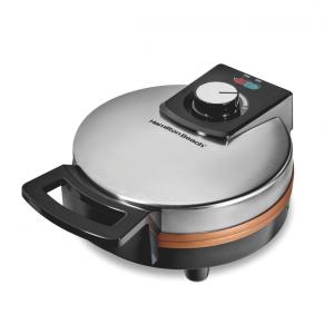 Máquina de Waflle Antiaderente com Placas de Cerâmica e Controle de Temperatura, 110v, HAMILTON BEACH 26081, Prateado