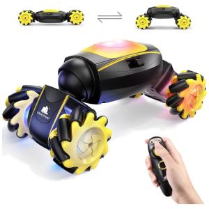 DODOELEFANTE Carrinho de Controle Remoto, 4WD 2.4 Ghz, 360 com 2 Baterias Recarregáveis, Preto