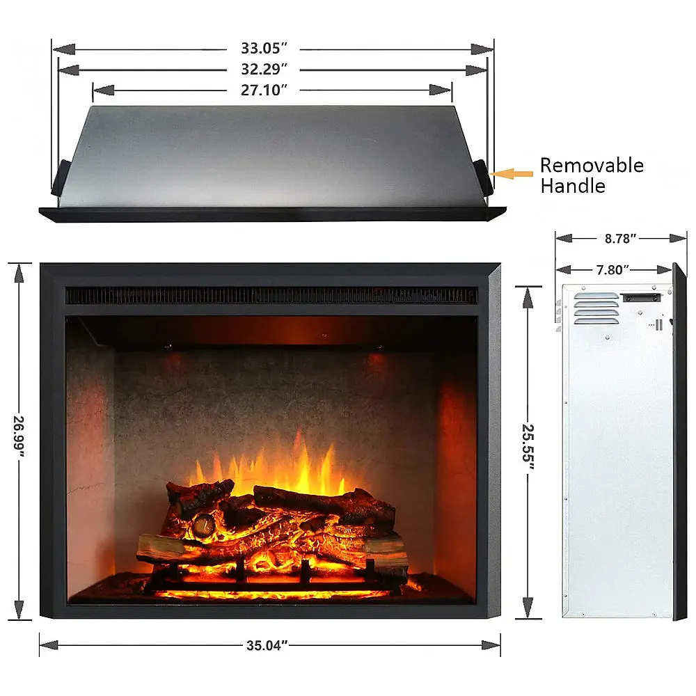 Lareira Elétrica RichFlame 89x69cm 1500W Chamas LED Som Embutir 110V — foto 2