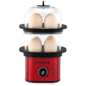 Cozedor de Ovos Elétrico com 2 Andares para até 8 Ovos, HOLSTEIN HOUSEWARES HH 09182001RM, Vermelho