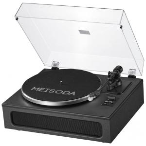 Vitrola Toca Discos Retrô 2 Velocidades com Bluetooth e Alto Falantes Embutidos, 110v, MEISODA, Preto