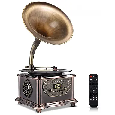 Gramofone Toca Discos Retro com