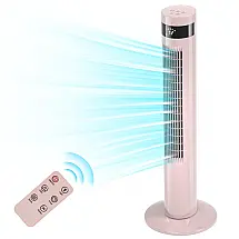 Ventilador de Torre Antarctic Star 110V Rosa, 3 Velocidades, Controle Remoto e Display LED