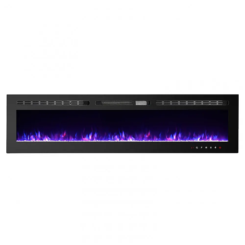 Lareira Elétrica de Embutir A43x177L com Controle Remoto e Tela Sensível ao Toque, 110V, CharaVector, Preta