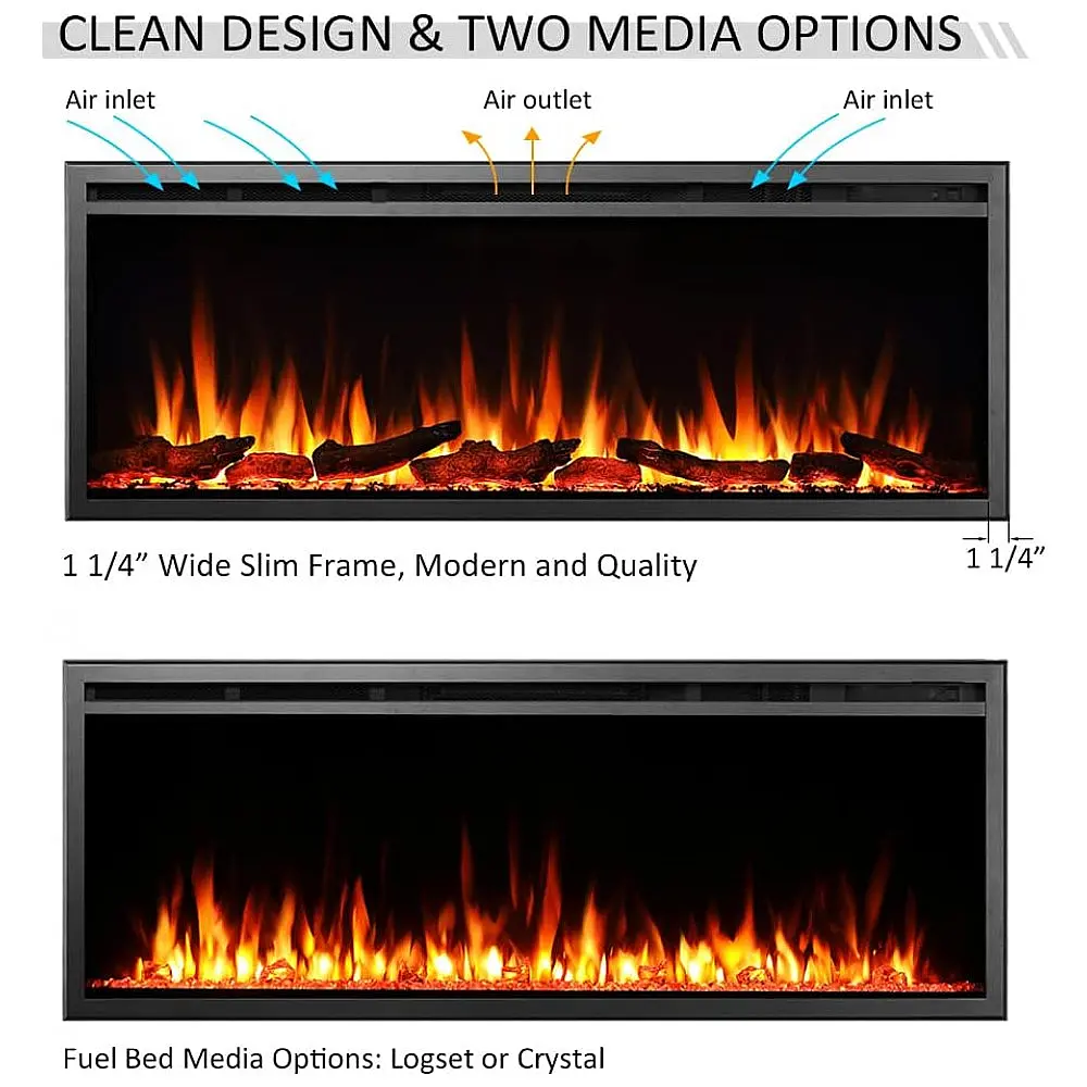 Lareira Elétrica LegendFlame 127x48cm 1500W Quartzo LED Embutir 110V — foto 3