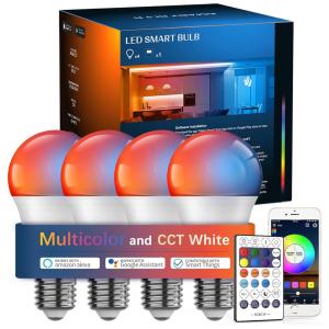 Lâmpada LED Colorida Inteligente Wi Fi, Controle de Voz, 80W, 4 Un, MAGICLIGHT MLight WF 9W110V, Vermelho