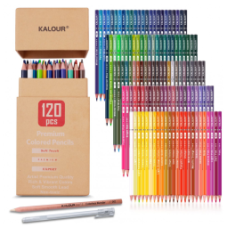 Lápis de Cor Premium KALOUR, Conjunto com 120 Cores, Núcleo Macio para Artistas com Cores Vibrantes, Ideal para Desenho, Esboço e Colorir