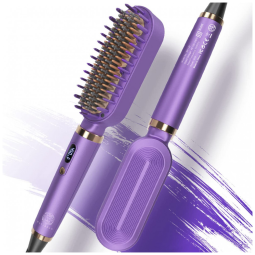 Escova Alisadora Elétrica com 5 Configurações de Temperatura e Desligamento Automático, Bivolt, ULTIBELA, Violeta
