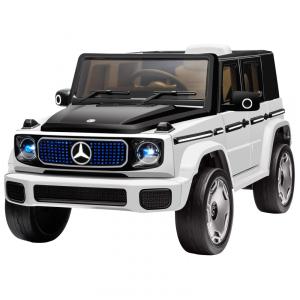 Carro Elétrico Infantil Mercedes-Benz Forever Source Branco 12V Controle Remoto LED 3 Velocidades Música 80-100min EQG