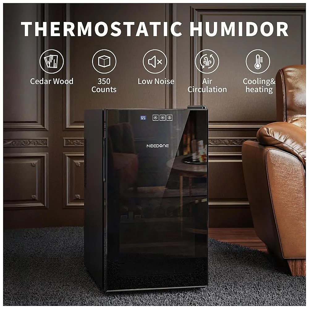 Humidor Elétrico NEEDONE 48L Preto Sistema Controle Temperatura 300 Charutos 110V — foto 2