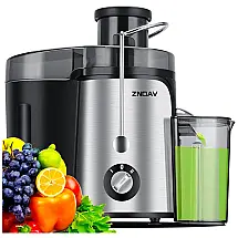 Centrífuga de Frutas com 3 Velocidades e Bocal Largo, 110V 600W, ZNOAV, Cinza Escuro
