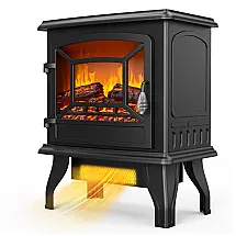 Lareira Elétrica com Chamas 3D Ajustável, 1400W, 110v, ROVSUN SF507 17, Preto