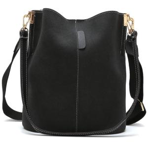 Zocilor Bolsa Feminina de Ombro Mnesageira, Couro Sintético, Preta