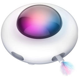 Aspiring Brinquedo OVNI Interativo e Automático para Gatos, Recarregável via USB, ASPIRINGPET, Branco