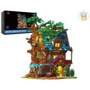 Kit de Construção Casa na Árvore Medieval com 2566 Peças, JMBricklayer, Marrom