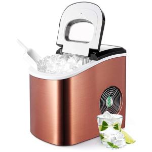 COOLLIFE Máquina de Gelo Automática Portátil, Produz até 11 kg em 24h, 110V, Bronze