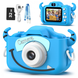 Câmera infantil Goopow para crianças de 3 a 8 anos, com vídeo HD 1080p, 12 MP, zoom digital 8x, 28 molduras divertidas, 3 jogos.