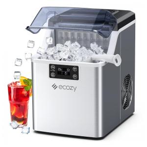 Máquina de Gelo até 20 kg em 24H Portátil em Aço Inoxidável e Painel Digital, 110V, Ecozy, Prata