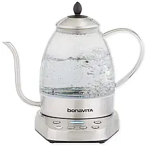 Chaleira Elétrica ,1.3L, Aço Inoxidável, Vidro, Transparente, 110v, BONAVITA BV07001US, Prateado
