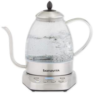 Chaleira Elétrica ,1.3L, Aço Inoxidável, Vidro, Transparente, 110v, BONAVITA BV07001US, Prateado