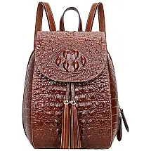 Mochila Feminina de Couro, Casual, PIJUSHI B 66810 brown, Marrom
