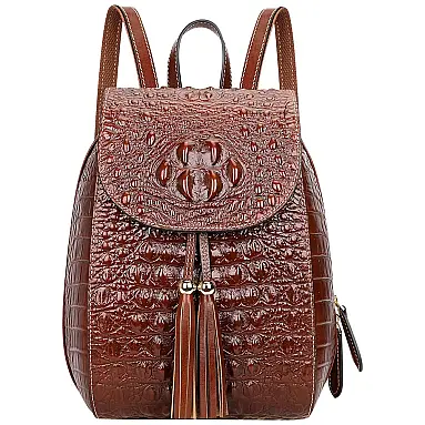 Mochila Feminina de Couro, Casual,
