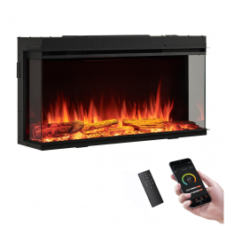 Lareira Elétrica LegendFlame 88,9 cm W Embutida Inteligente, Vista Lateral 123, Aquecedor 750W-1500W, Chamas de Múltiplas Cores