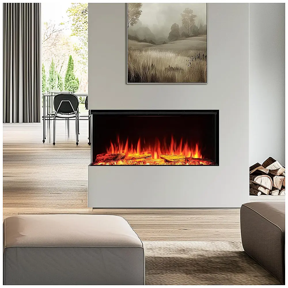 Lareira Elétrica LegendFlame 88,9 cm W Embutida Inteligente, Vista Lateral 123, Aquecedor 750W-1500W, Chamas de Múltiplas Cores — foto 2