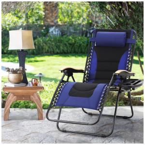 Cadeira Reclinável Ajustável Gravidade Zero com Apoio de Cabeça e Porta Copos, MAISON ARTS, Azul