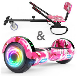 SISIGAD Hoverkart para Hoverboard de 6,5 Polegadas com Assento, Bluetooth e Luzes de LED – Crianças, Meninos, Meninas e Adultos