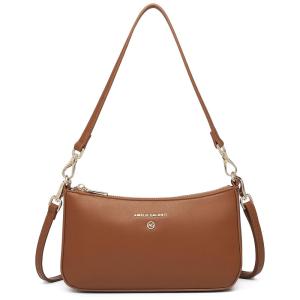 Bolsa Feminina de Ombro, Couro sintético, AMELIE GALANTI, Marrom