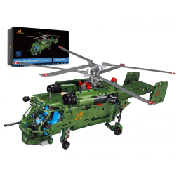 Kit de Construção Helicóptero Militar Ka27 com 1800 Peças, JMBricklayer, Verde