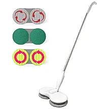 Esfregão Mop Elétrico sem Fio à Bateria com 3 Acessórios Extras, 110v, LIPTSIO, Branco