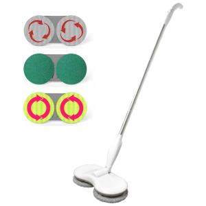 Esfregão Mop Elétrico sem Fio à Bateria com 3 Acessórios Extras, 110v, LIPTSIO, Branco