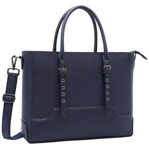 EaseGave Bolsa, Pasta de Couro Ecológico para Laptop Feminina, Azul