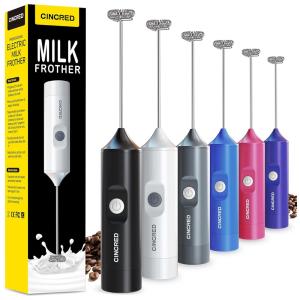 Espumador de Leite Elétrico com Bateria Recarregável USB e 3 Velocidades, CINCRED, Preto