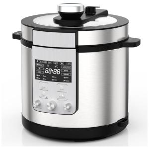 Panela de Pressão Elétrica 6L 14 em 1 com Temporizador, Liberação Automática de Pressão, 110V 1000W, VBGK, Prata