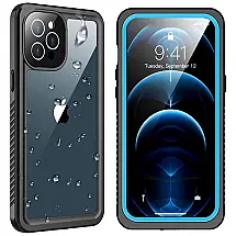 SPIDERCASE Capinha Compatível com iPhone 12 pro Max a Prova dÁgua com Vidro Temperado, Azul