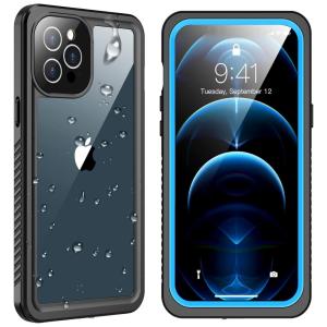 SPIDERCASE Capinha Compatível com iPhone 12 pro Max a Prova dÁgua com Vidro Temperado, Azul