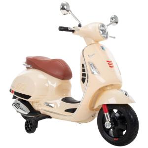 Huffy Vespa Moto Elétrica Infantil 6V Recarregável, até 3 km, h com Luzes LED, Bege
