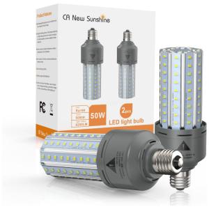 Lâmpada LED 500W 6250 Lumens 5000K Branca com Base E26, 2 Unidades, CA NEW SUNSHINE, Cinza