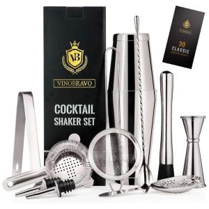 VB VINOBRAVO Kit Bn Profissional 11 Peças em Aço Inoxidável com Livro de Receitas, Preto