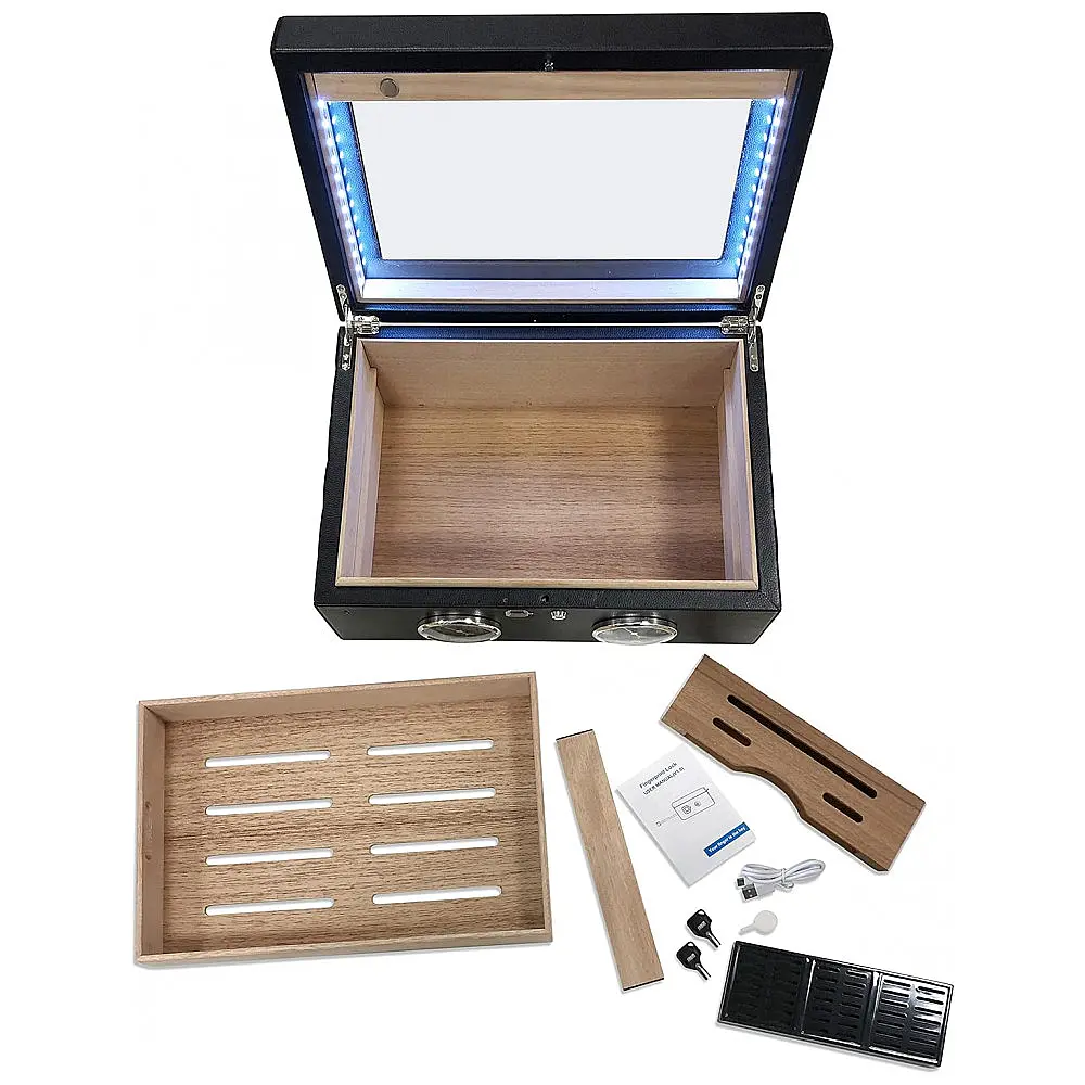 Humidor para Charutos Prestige Import Group LemansGT Preto com Fechadura Biométrica e Iluminação LED Capacidade 120 Charutos — foto 3