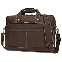 Bolsa Carteiro Masculina de Couro Flor Integral para Laptop com 17 Polegadas, Hespary