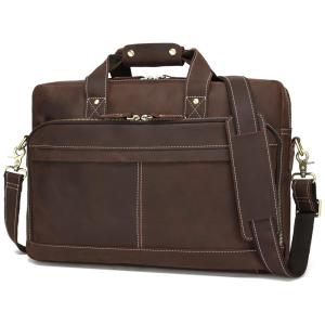 Bolsa Carteiro Masculina de Couro Flor Integral para Laptop com 17 Polegadas, Hespary