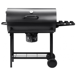 Churrasqueira a Carvão com Barril Esmaltado e Mesa Lateral para Camping, Devoko, Preta