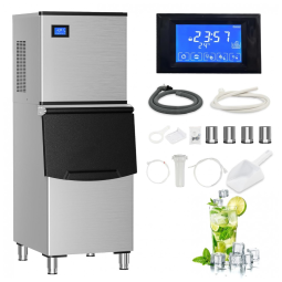 Máquina de Gelo Comercial ICYGLEE 181 kg/dia + Bin 100 kg Aço Inoxidável Autolimpeza ETL 110V